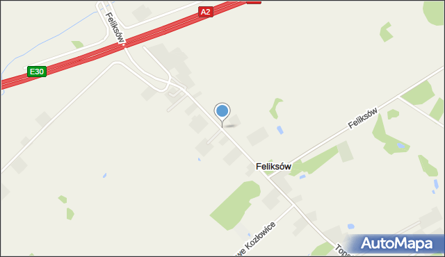 Feliksów gmina Wiskitki, Feliksów, mapa Feliksów gmina Wiskitki