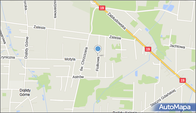 Białystok, Fiołkowa, mapa Białegostoku