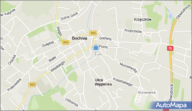 Bochnia, Fischera Stanisława, prof., mapa Bochni
