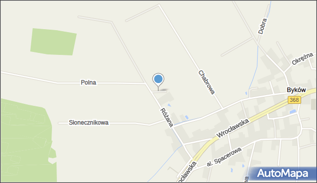 Byków, Fiołkowa, mapa Byków