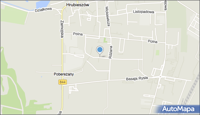 Hrubieszów, Fiołkowa, mapa Hrubieszów