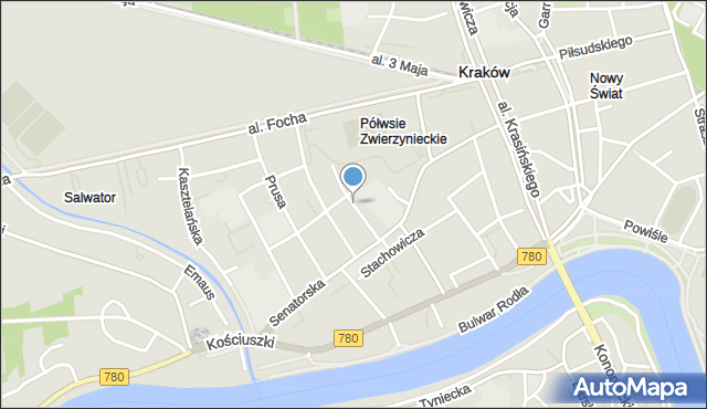 Kraków, Filarecka, mapa Krakowa