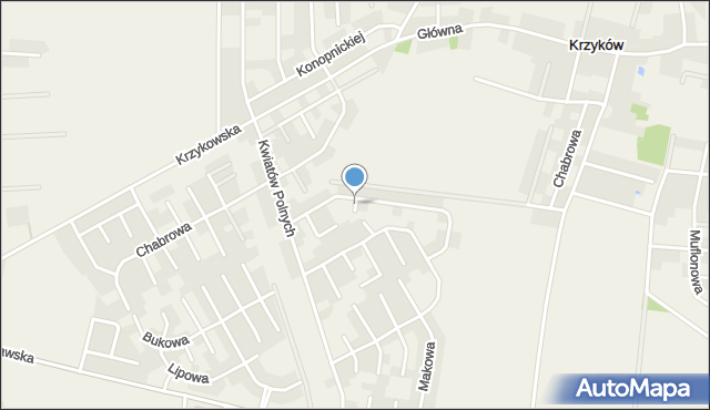 Krzyków gmina Czernica, Fiołkowa, mapa Krzyków gmina Czernica