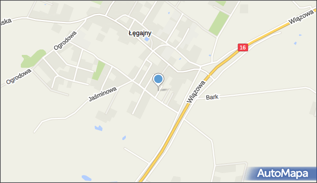 Łęgajny, Fiołkowa, mapa Łęgajny
