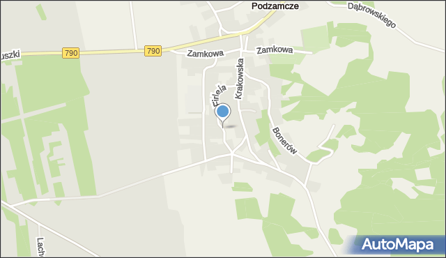 Podzamcze gmina Ogrodzieniec, Firleja, mapa Podzamcze gmina Ogrodzieniec