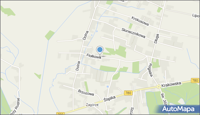 Rybna gmina Czernichów, Fiołkowa, mapa Rybna gmina Czernichów