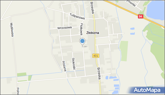 Żłobizna, Fiołkowa, mapa Żłobizna