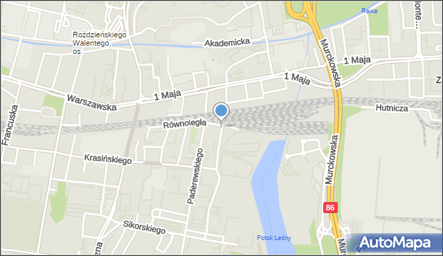 Katowice, Floriana, mapa Katowic