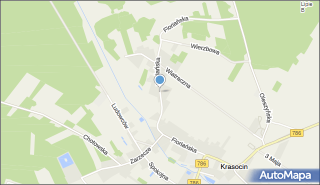 Krasocin, Floriańska, mapa Krasocin