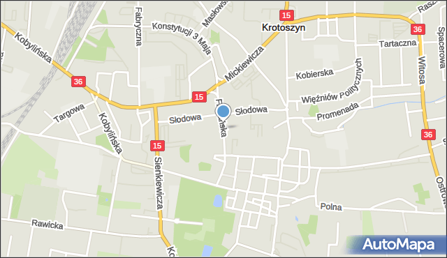 Krotoszyn, Floriańska, mapa Krotoszyna