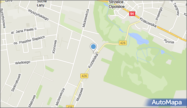 Strzelce Opolskie, Floriana, mapa Strzelce Opolskie