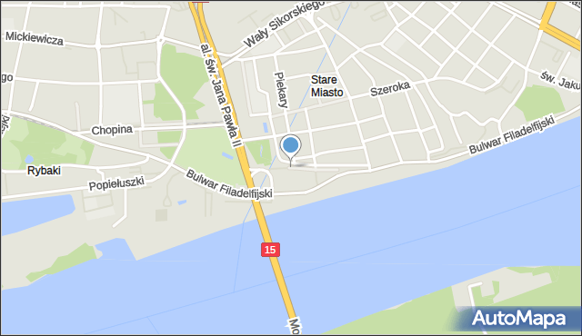 Toruń, Flisacza, mapa Torunia