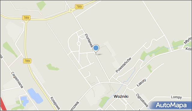 Woźniki powiat lubliniecki, Florianek, mapa Woźniki powiat lubliniecki
