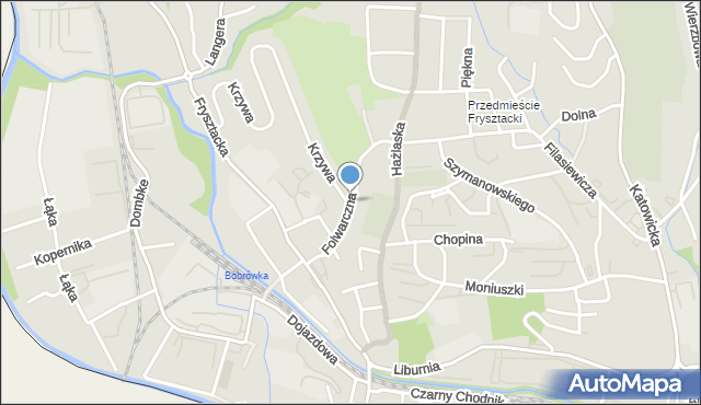 Cieszyn, Folwarczna, mapa Cieszyna