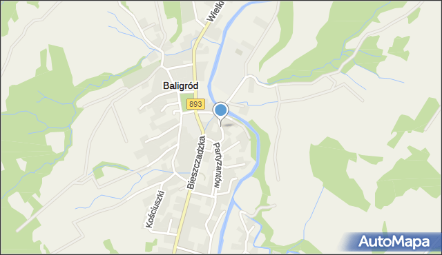 Baligród, Fredry Aleksandra, mapa Baligród