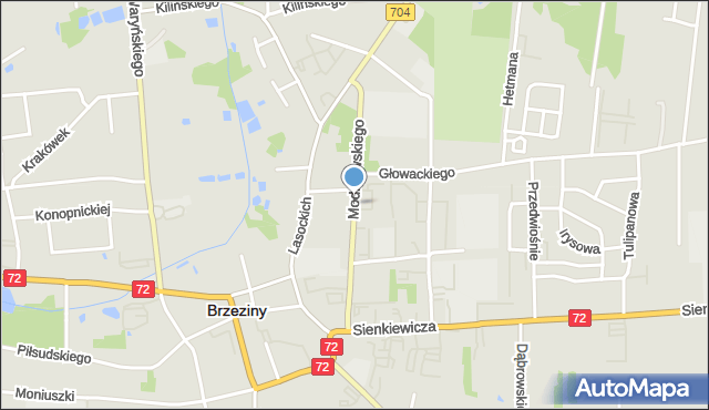 Brzeziny, Frycza-Modrzewskiego Andrzeja, mapa Brzeziny