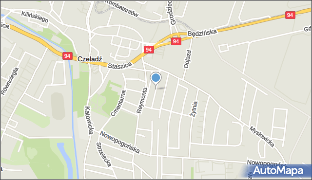 Czeladź, Franciszka Żwirki i Stanisława Wigury, mapa Czeladź
