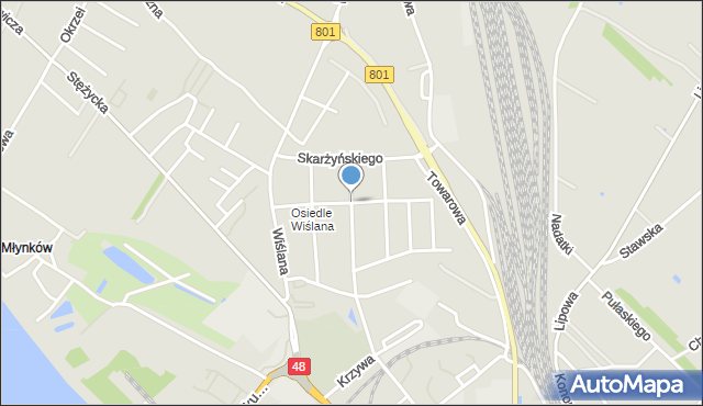 Dęblin, Franciszka Żwirki i Stanisława Wigury, mapa Dęblin