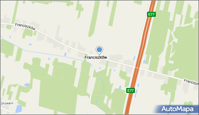 Franciszków gmina Wolanów, Franciszków, mapa Franciszków gmina Wolanów