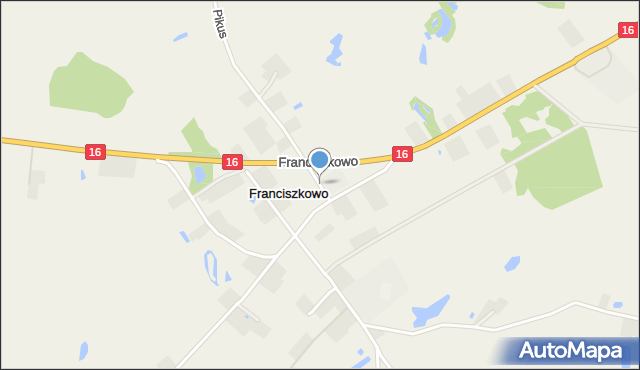 Franciszkowo gmina Iława, Franciszkowo, mapa Franciszkowo gmina Iława