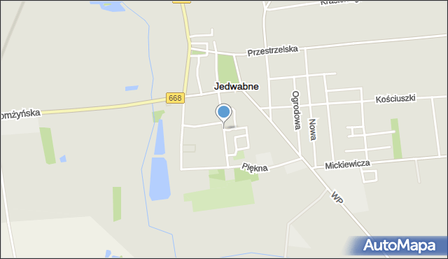 Jedwabne, Franciszka Żwirki i Stanisława Wigury, mapa Jedwabne