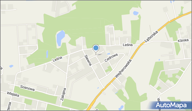 Kębłowo gmina Luzino, Franciszka Żwirki i Stanisława Wigury, mapa Kębłowo gmina Luzino