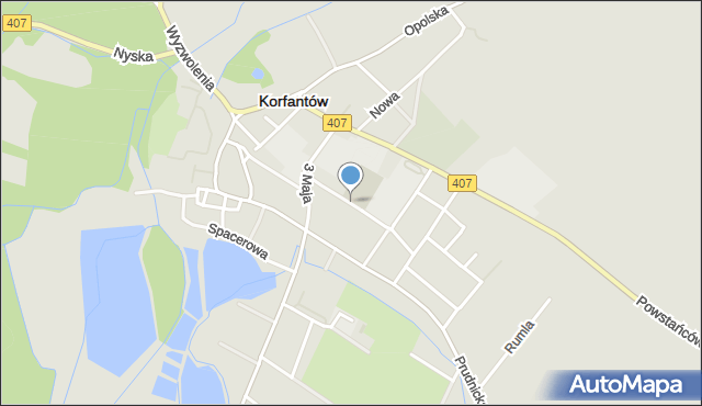 Korfantów, Fredry Aleksandra, mapa Korfantów