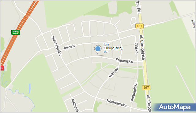 Koszalin, Francuska, mapa Koszalina