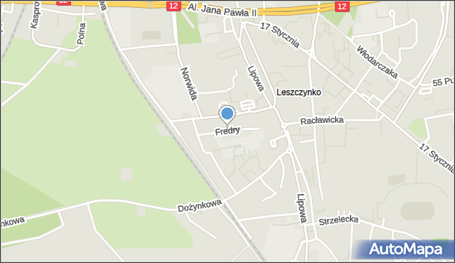 Leszno, Fredry Aleksandra, mapa Leszno