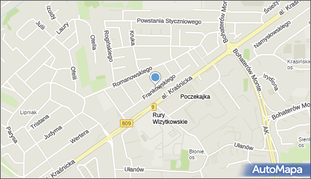 Lublin, Frankowskiego Leona, mapa Lublina