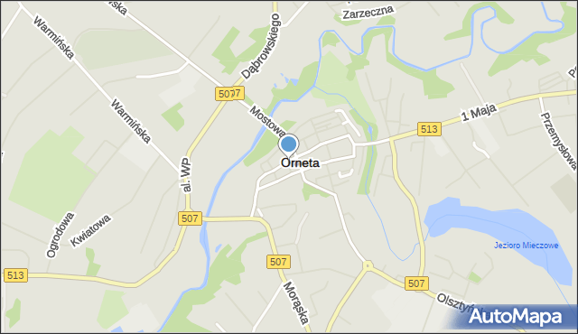 Orneta powiat lidzbarski, Fryzjerska, mapa Orneta powiat lidzbarski