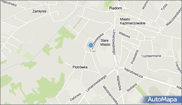 Radom, Fredry Aleksandra, mapa Radomia