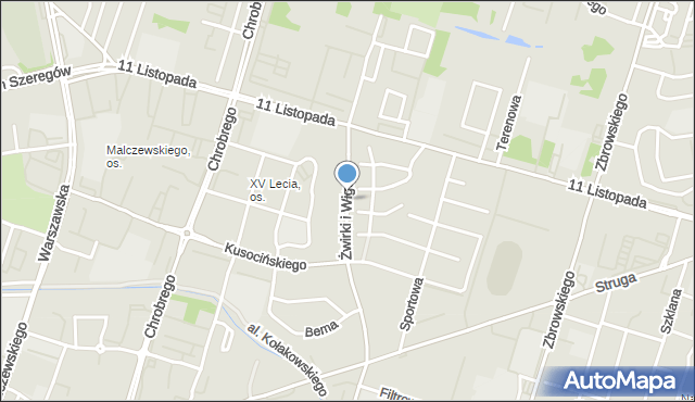 Radom, Franciszka Żwirki i Stanisława Wigury, mapa Radomia