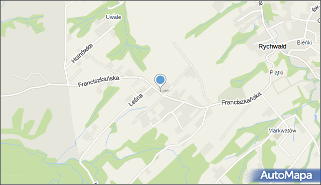 Rychwałd gmina Gilowice, Franciszkańska, mapa Rychwałd gmina Gilowice