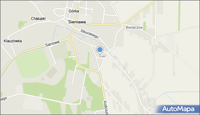 Sieniawa powiat przeworski, Fredry Aleksandra, mapa Sieniawa powiat przeworski