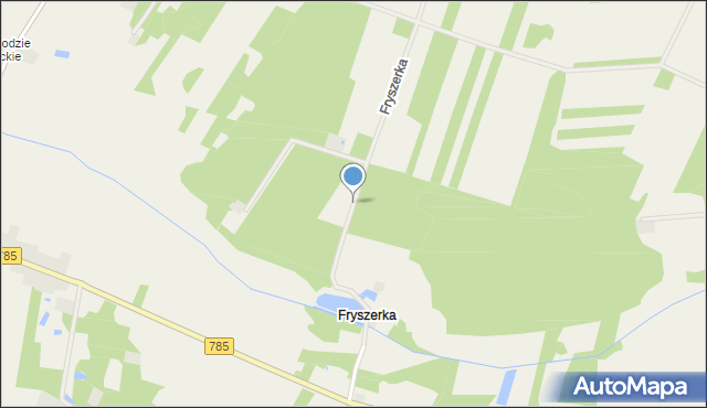 Silnica, Fryszerka, mapa Silnica