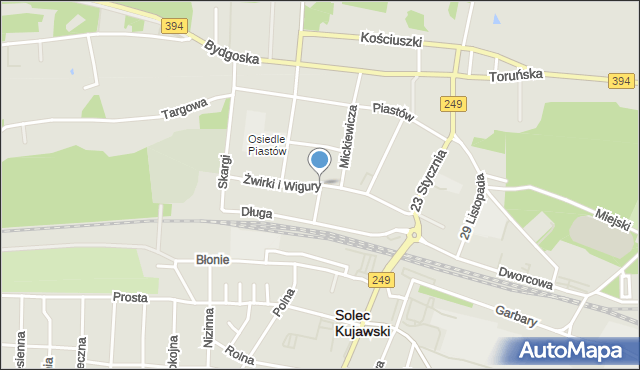 Solec Kujawski, Franciszka Żwirki i Stanisława Wigury, mapa Solec Kujawski