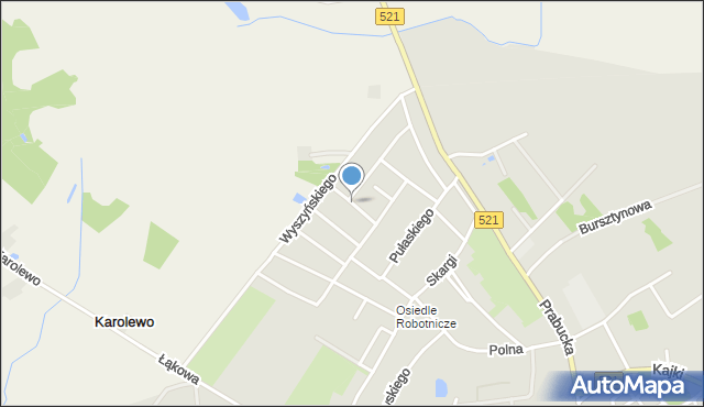 Susz, Franciszka Żwirki i Stanisława Wigury, mapa Susz