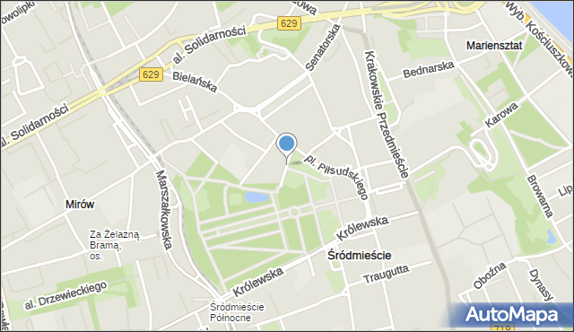 Warszawa, Fredry Aleksandra, mapa Warszawy