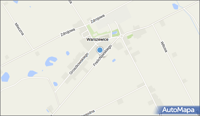 Warszewice gmina Łubianka, Frelichowskiego Stefana, ks., mapa Warszewice gmina Łubianka