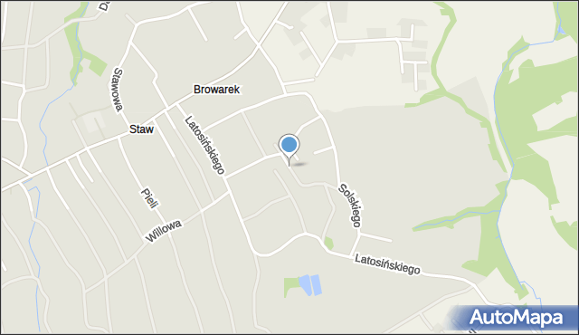 Wilamowice powiat bielski, Franciszka Żwirki i Stanisława Wigury, mapa Wilamowice powiat bielski