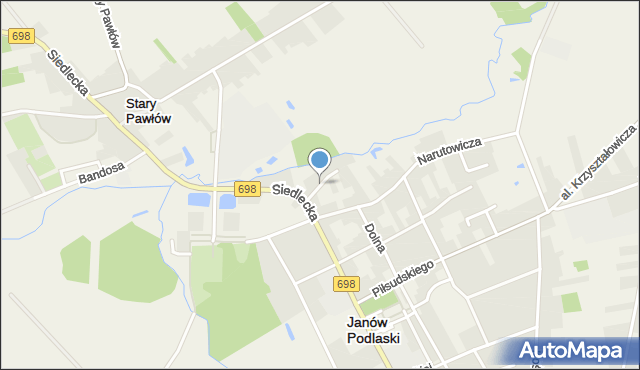 Janów Podlaski, Garbarska, mapa Janów Podlaski