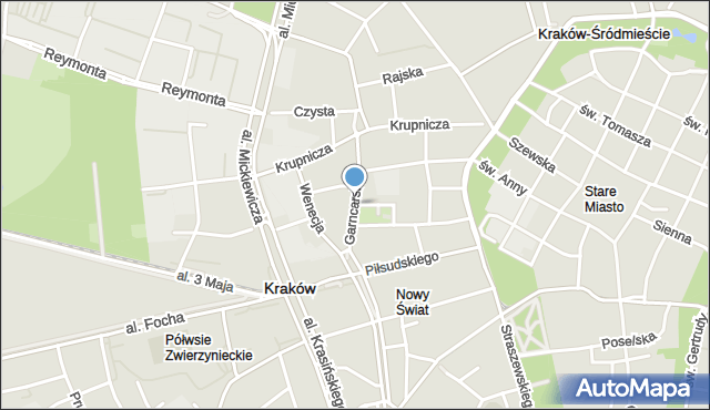 Kraków, Garncarska, mapa Krakowa