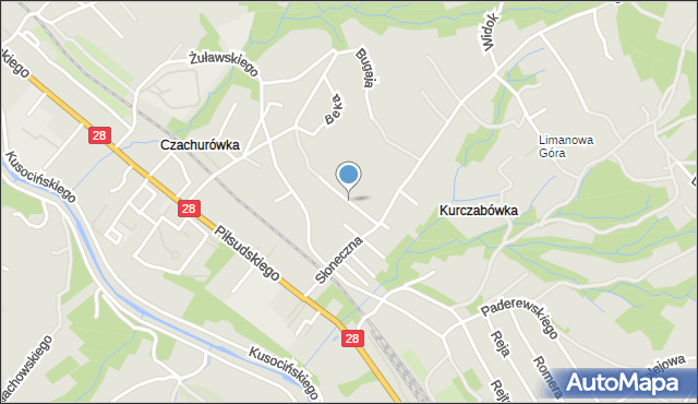 Limanowa, Gawrona Walentego, mapa Limanowa