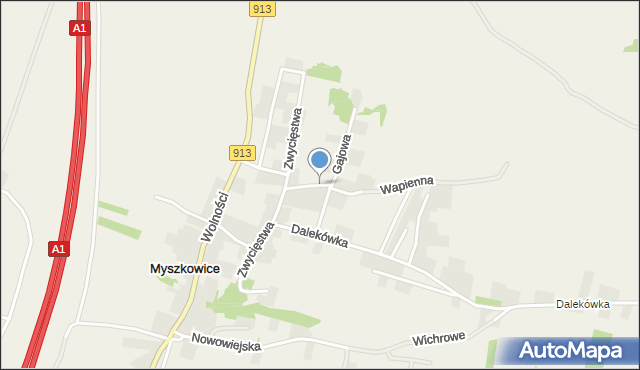 Myszkowice gmina Bobrowniki, Gajowa, mapa Myszkowice gmina Bobrowniki