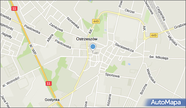 Ostrzeszów, Garncarska, mapa Ostrzeszów