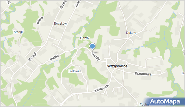 Wrząsowice, Gazdy, mapa Wrząsowice