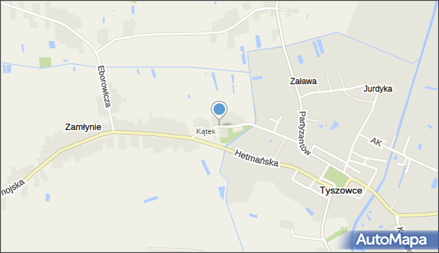Zamłynie gmina Tyszowce, Garbarska, mapa Zamłynie gmina Tyszowce