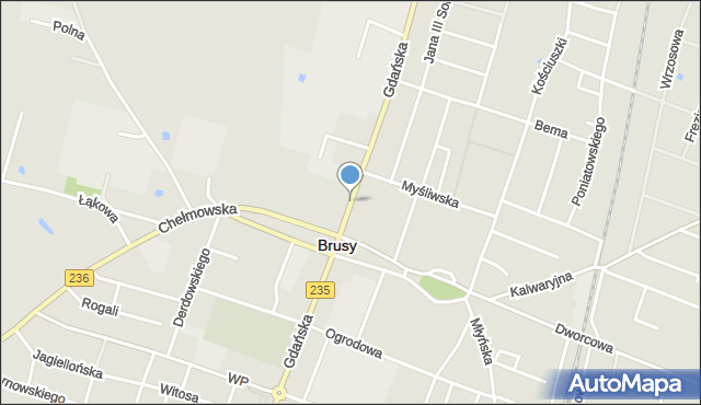 Brusy, Gdańska, mapa Brusy