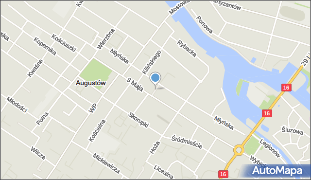 Augustów, Gęsia, mapa Augustów